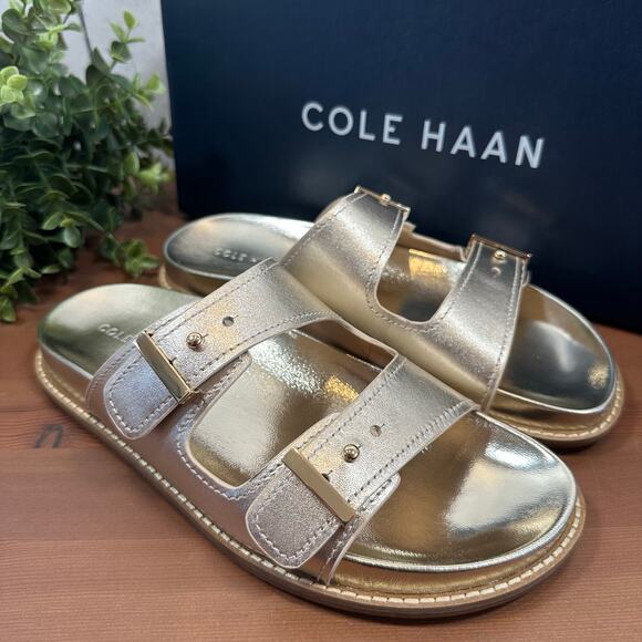 Cole Haan Women's Marisol Footbed Sandals Soft Gold Leather Size 10 - Picture 3 of 8
